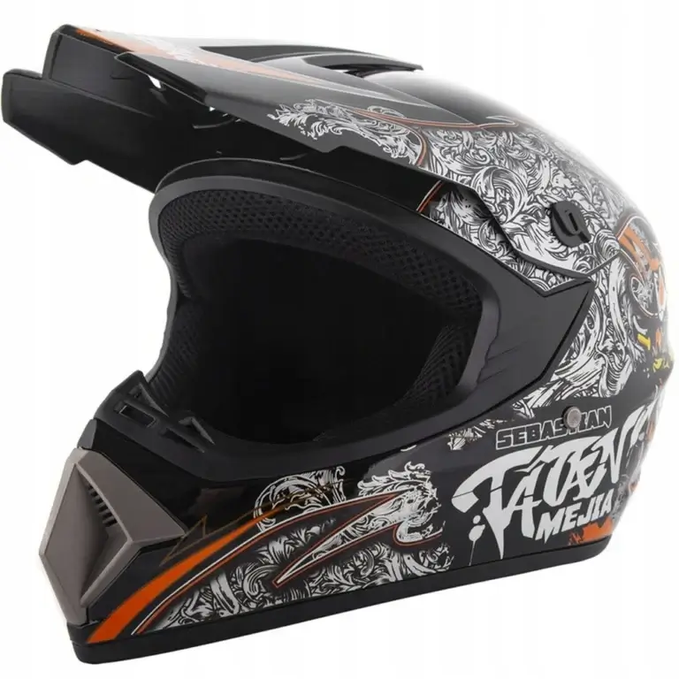 Kask crossowy lekki ENDURO QUAD ATV CROSS MTB czarny/pomarańczowy