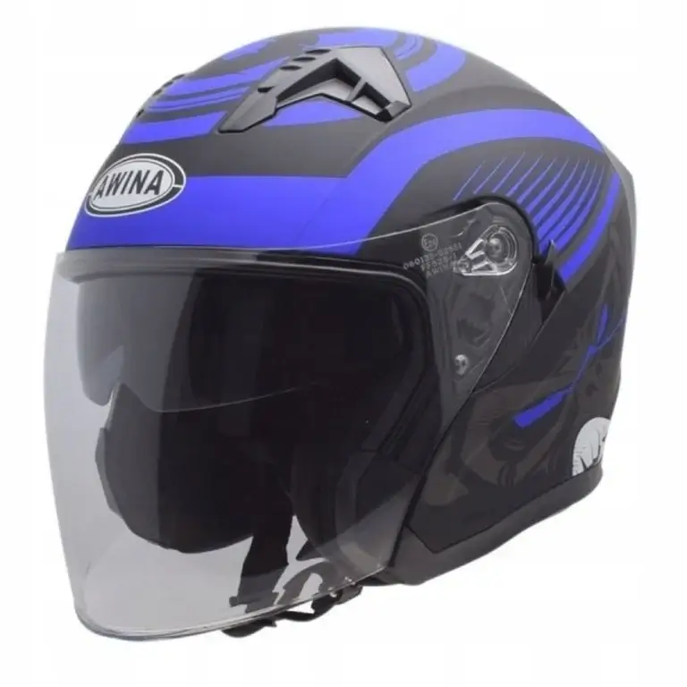Kask otwarty z blendą AWINA niebieski mat
