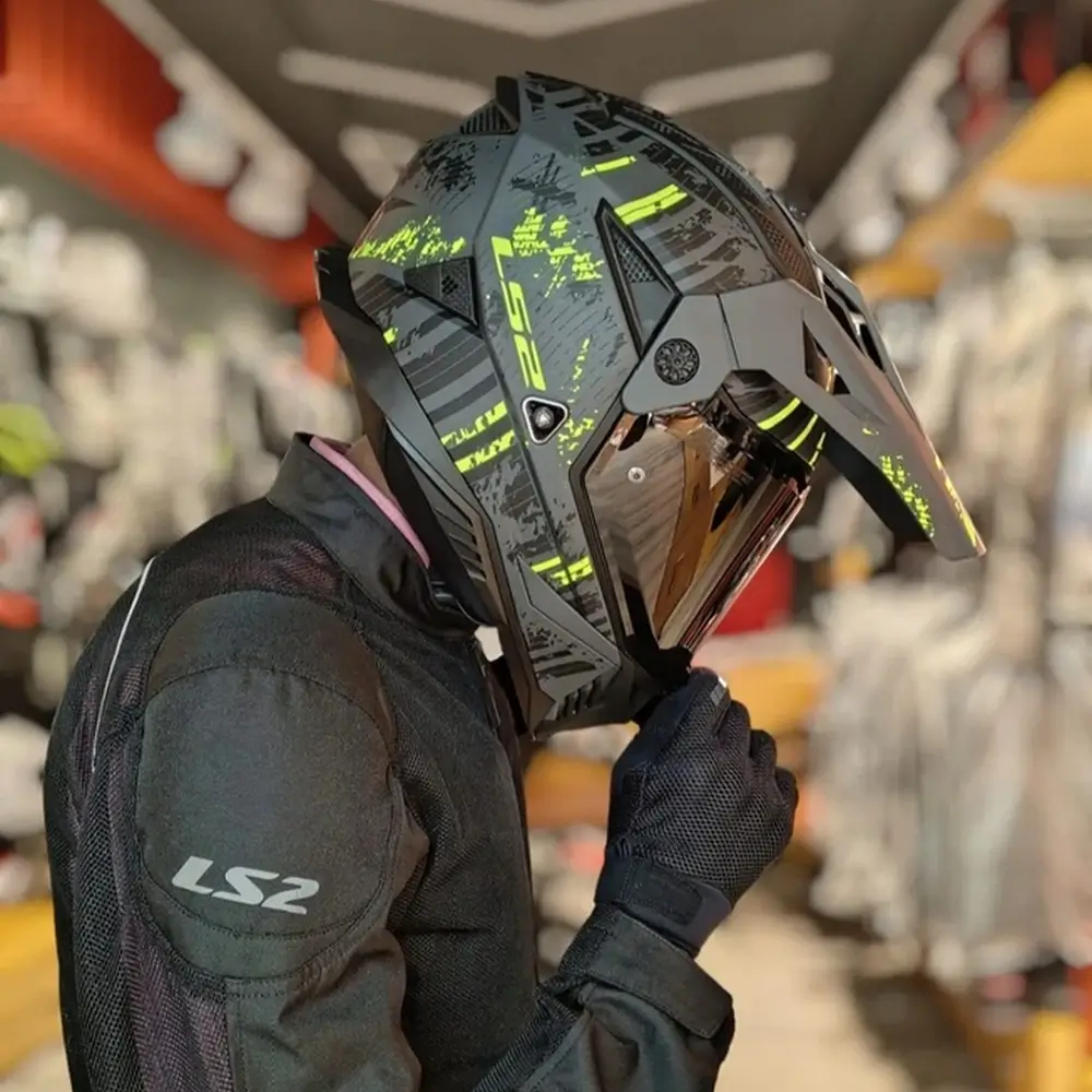 Kask enduro LS2 MX702 PIONEER II CRAZY CROSS QUAD czarny/fluo - obrazek 7