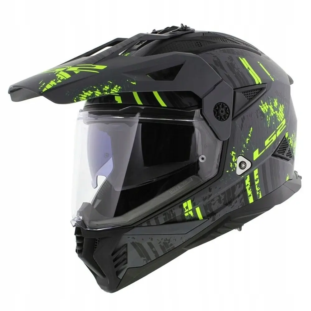 Kask enduro LS2 MX702 PIONEER II CRAZY CROSS QUAD czarny/fluo