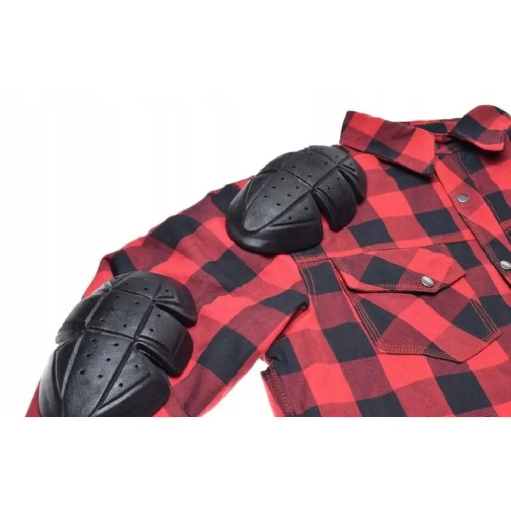 Koszula motocyklowa z ochraniaczami LEOSHI KEVLAR koszula w kratę czarny/czerwony - obrazek 3