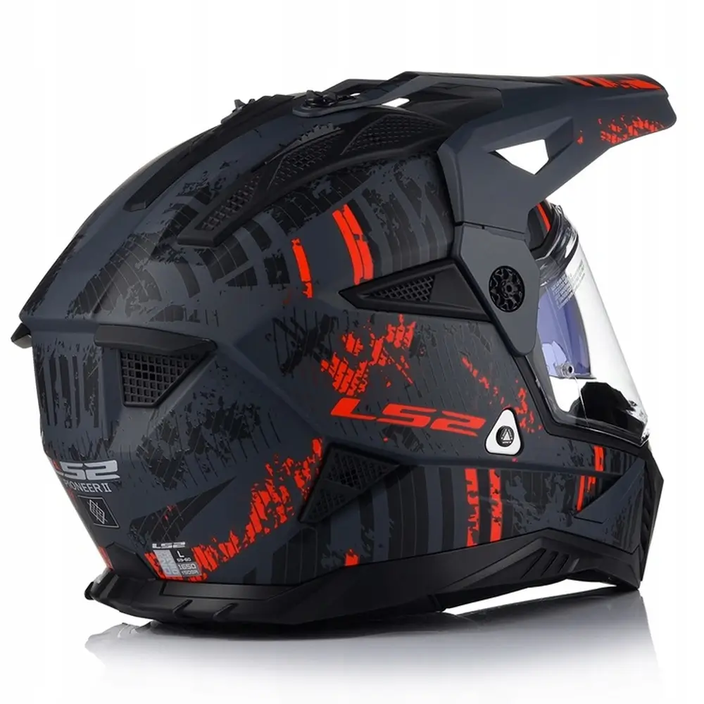 Kask enduro LS2 MX702 PIONEER II CRAZY CROSS QUAD czarny/czerwony - obrazek 3