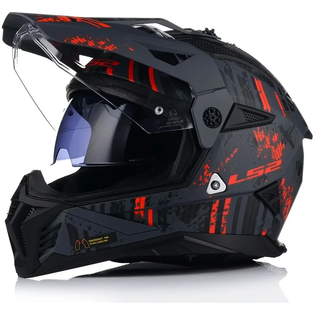Kask enduro LS2 MX702 PIONEER II CRAZY CROSS QUAD czarny/czerwony - obrazek 4