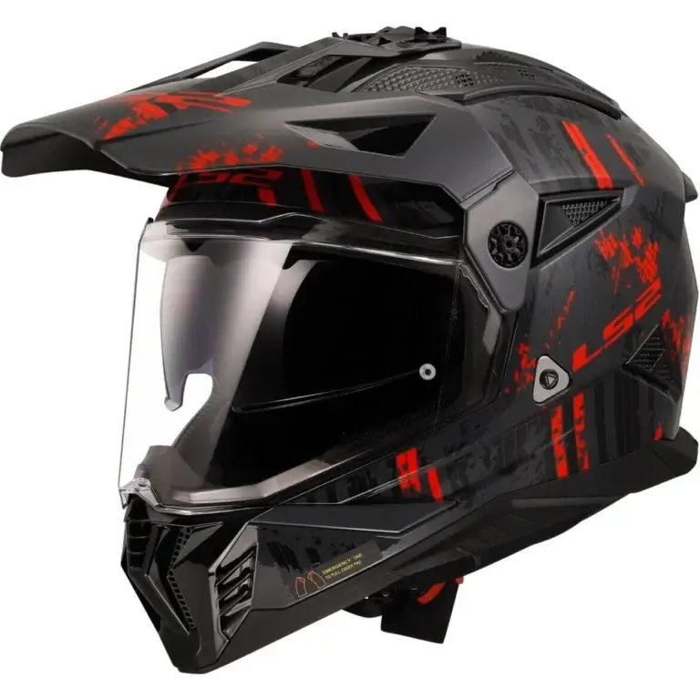 Kask enduro LS2 MX702 PIONEER II CRAZY CROSS QUAD czarny/czerwony