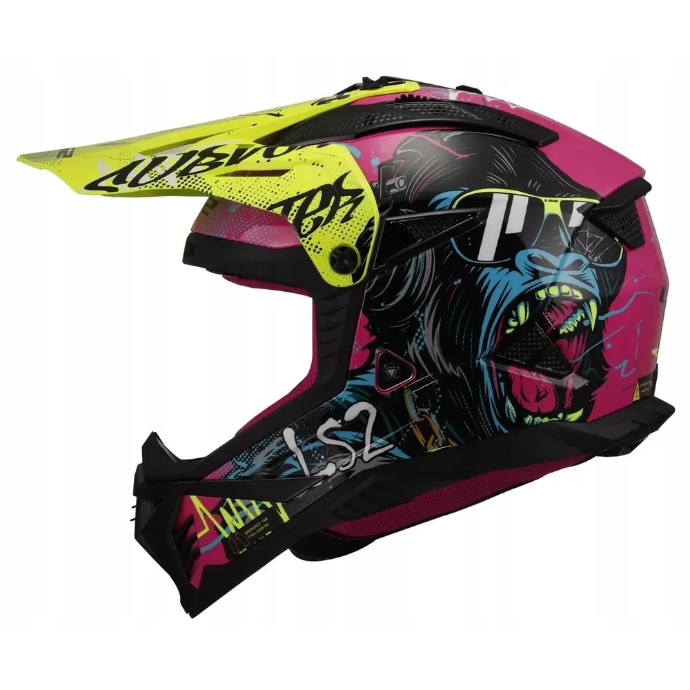 Kask LS2 MX708 FAST II Gorilla Purple CROSS ENDURO QUAD czarny/fioletowy - obrazek 2