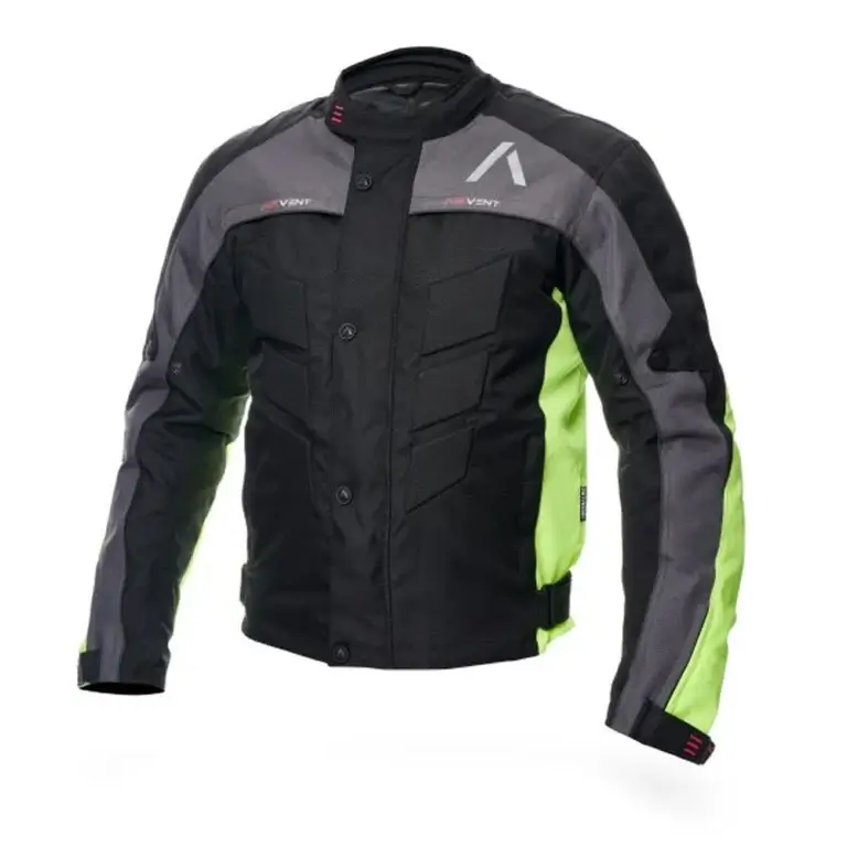 Kurtka motocyklowa Adrenaline Pyramid z ochraniaczami czarny fluo