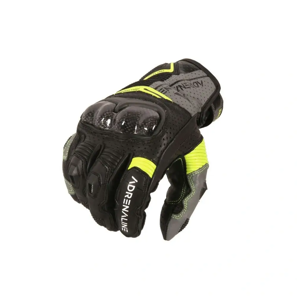 Rękawice motocyklowe krótkie ADRENALINE HEXAGON PPE czarny/żółty - obrazek 2