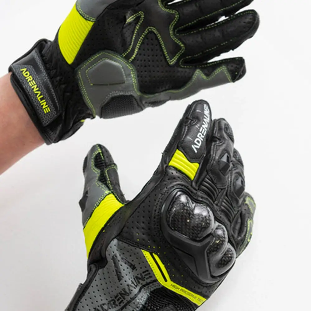 Rękawice motocyklowe krótkie ADRENALINE HEXAGON PPE czarny/żółty - obrazek 3