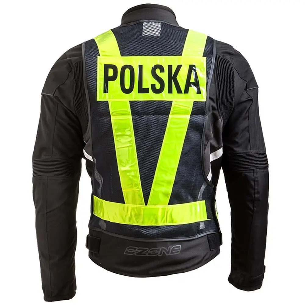 KAMIZELKA-ODBLASKOWA-MOTOCYKLOWA-ODBLASKI-NAPIS-POLSKA