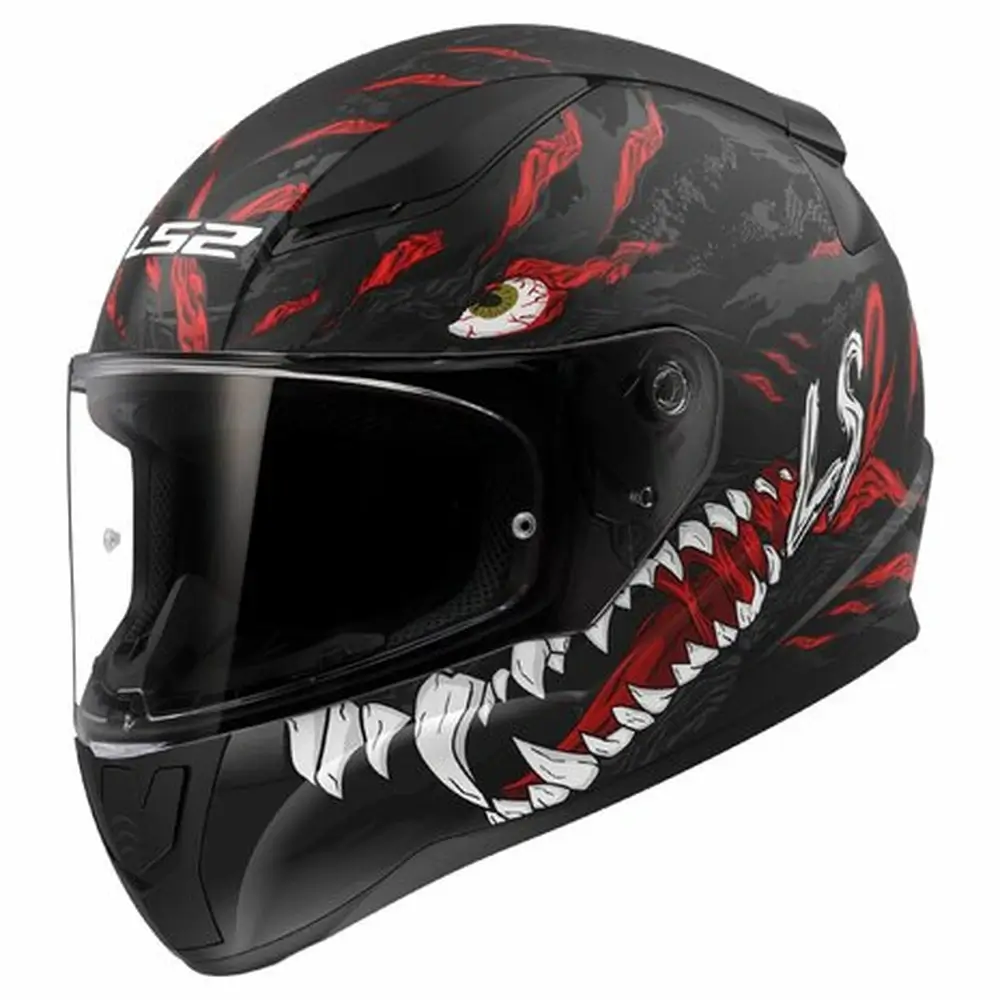 Kask Integralny damski LS2 FF353 RAPID II KAIJU MAT czarnyczerwony